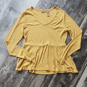 Wrangler Mustard Yellow Long Sleeve Peplum Tee
